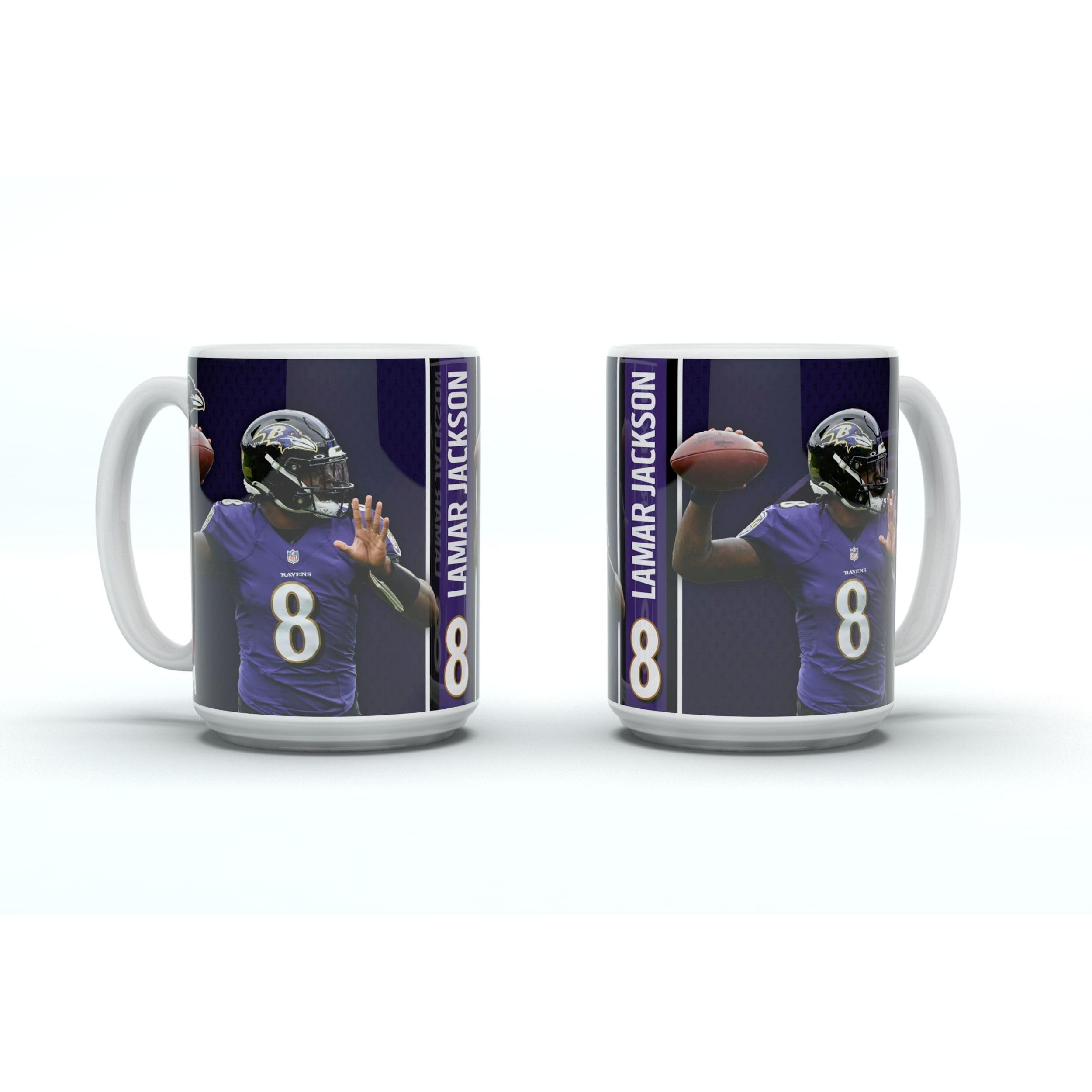 Great Branding Lamar Jackson Motion Baltimore Ravens NFL 15oz Mug, White, standard size - Image 2