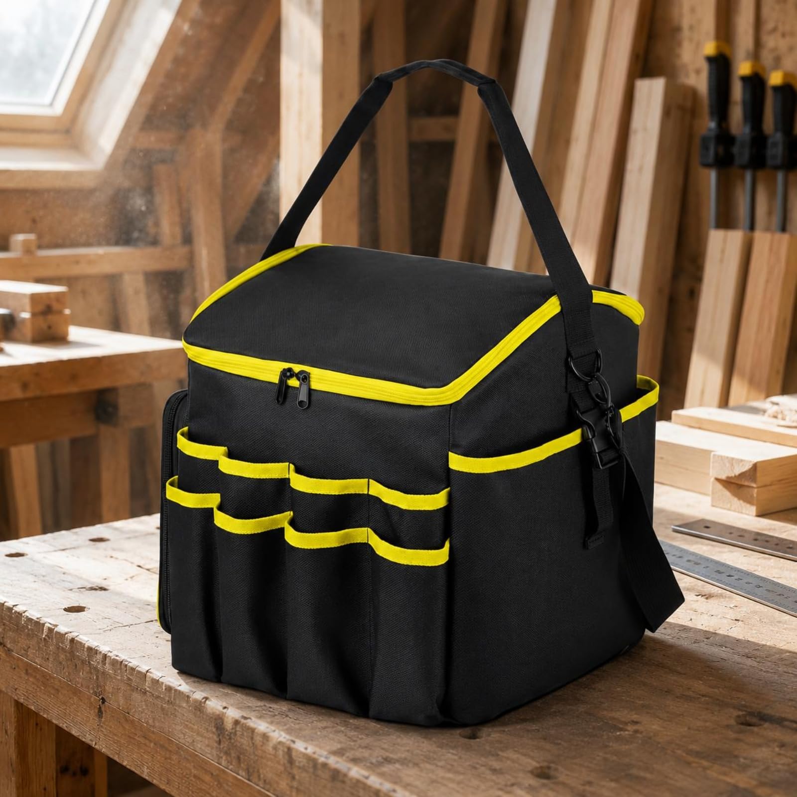 MagiDeal Borsa Porta Attrezzi Portatile Borsa Utensili Borsa da Lavoro Astuccio Organizzatore con Cerniere E Patte di Protezione Separazione Flessibile per