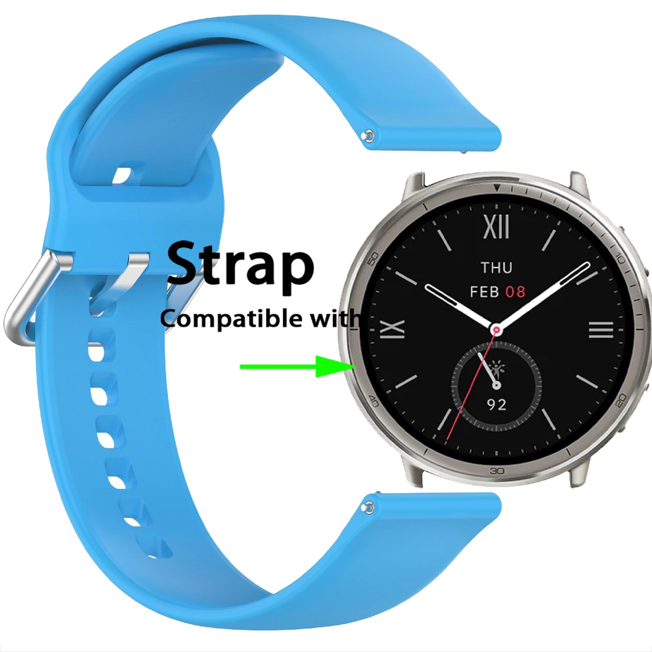 GIOPUEY Cinturini Compatibile con Amazfit Active 2, Morbido Silicone Cinturino [Resistente all'Usura] [Traspirante] - Dark Green