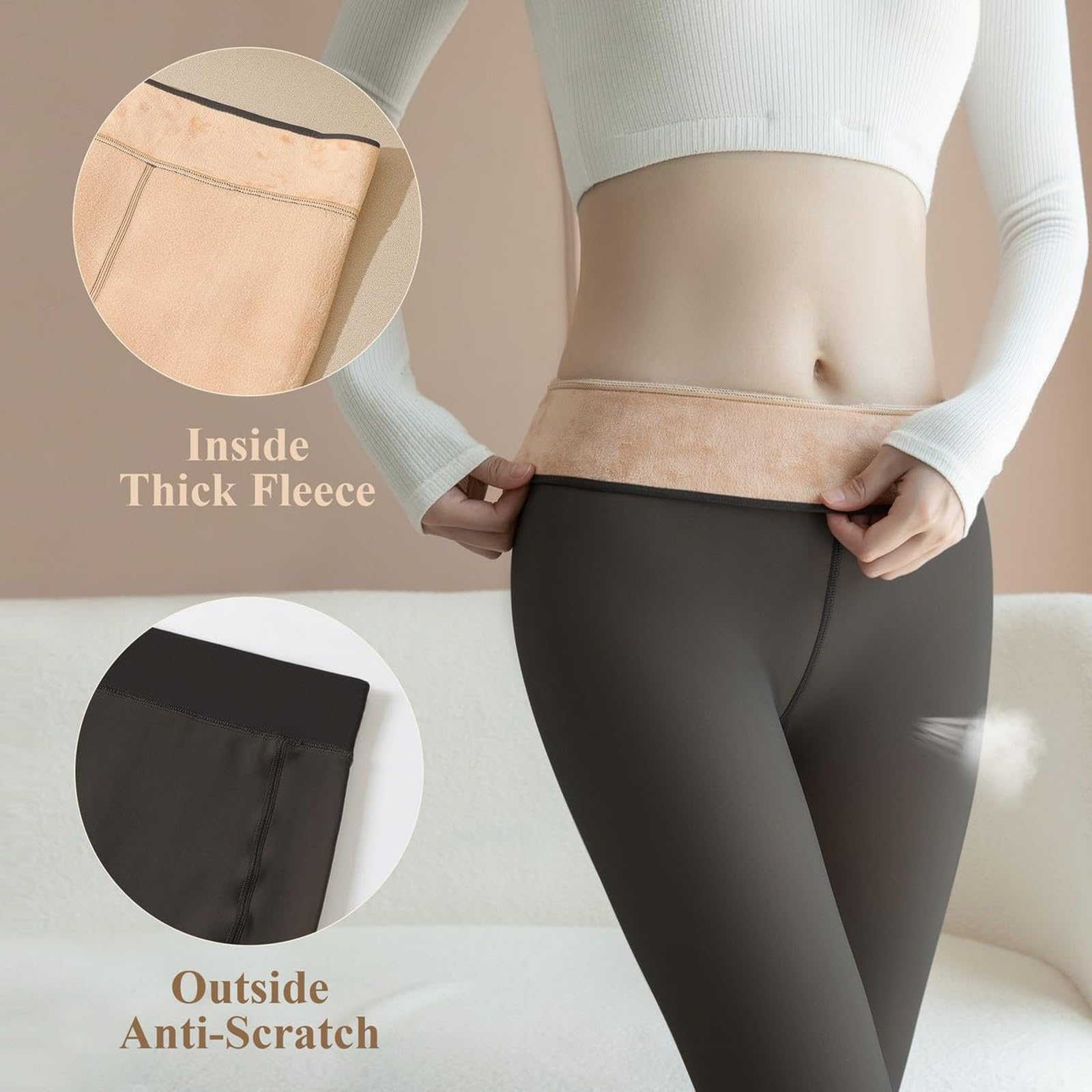 Generico Collant Termici per Donna Invernali, Collant Termici Donna Effetto Trasparente Foderati in Pile Vita Alta Comodi Elasticizzati Spesse Collant Felpati Donna con Tre Diverse Spessori