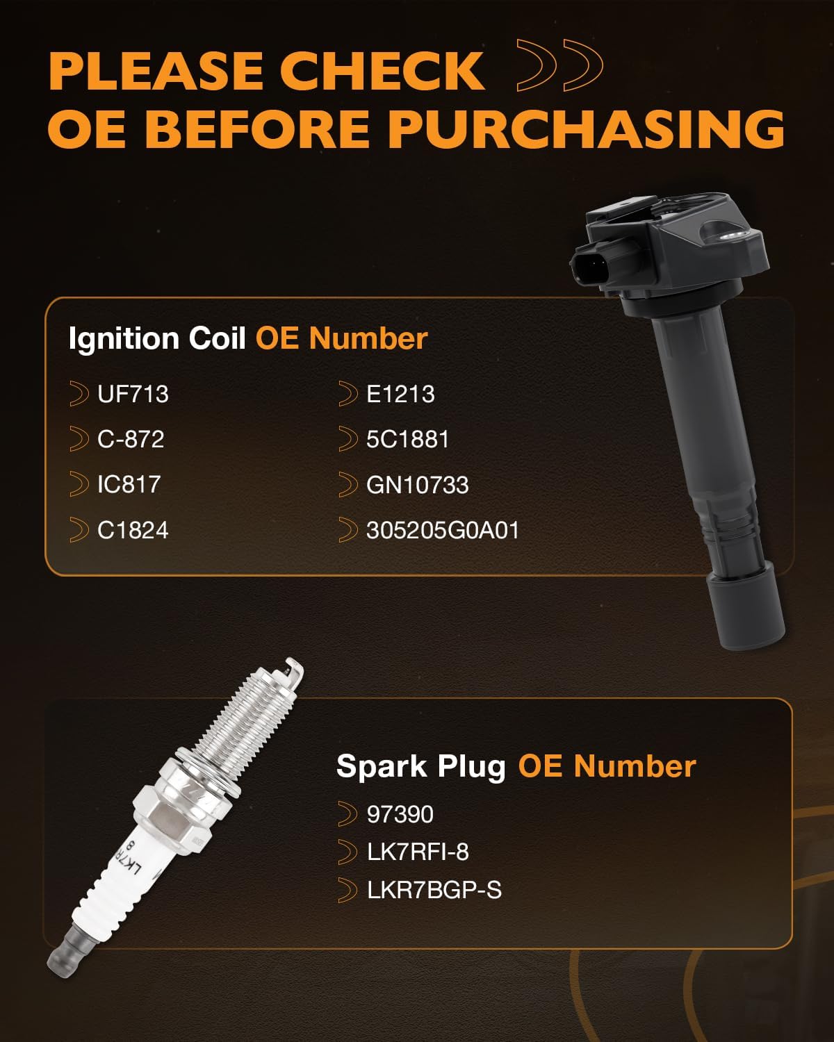 Set of 6 UF713 Ignition Coils & Iridium Spark Plugs Compatible with Honda 2013-2017 Accord V6 3.5L, Ignition Coil Pack Fit for Acura 2014-2020 RLX V6 3.5L, Replaces C872 IC817