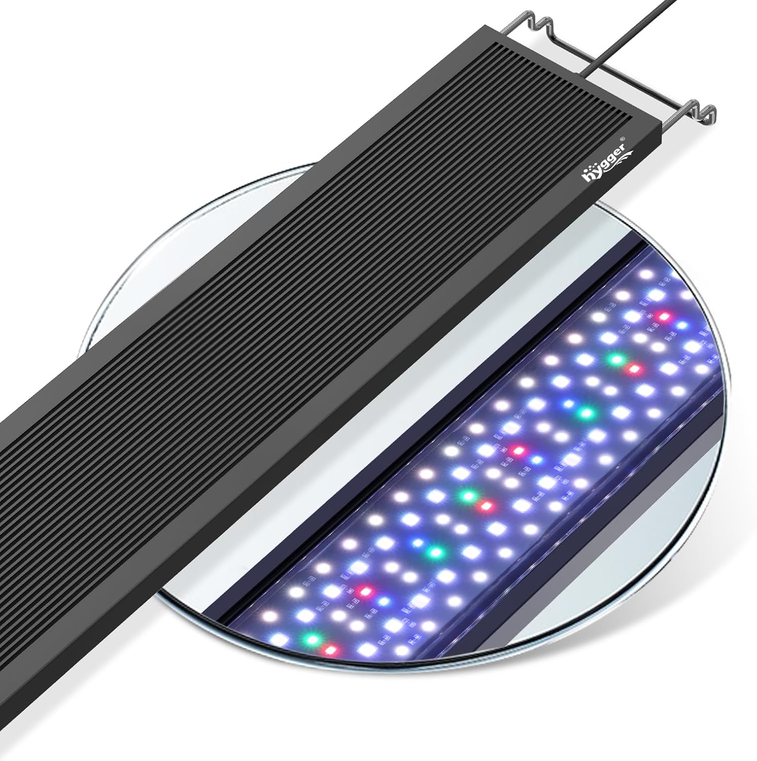 hygger Sun Moon LED Aquarium Light, Full Spectrum Fish Tank Light Day-Night Dual Timer, Adjustable 6 Timer 10 Brightness 8 Colors for Planted Freshwater Tank 24W for 24~30in long tank