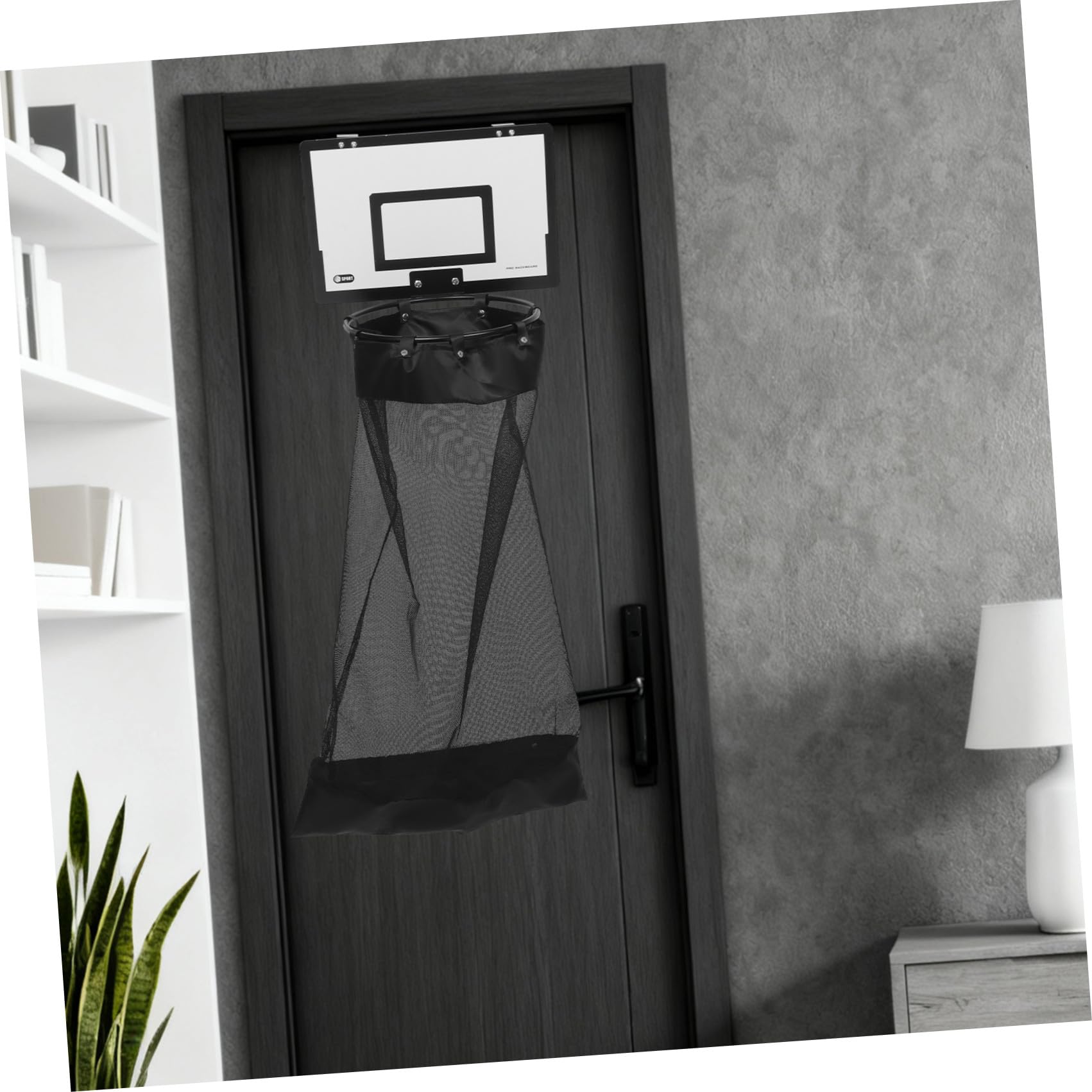 Wäschekorb Organizer mit Basketballkorb Design aus Eisen und Stoff mit Praktischem Reißverschluss Hängend an Tür für Badezimmer und Schlafzimmer
