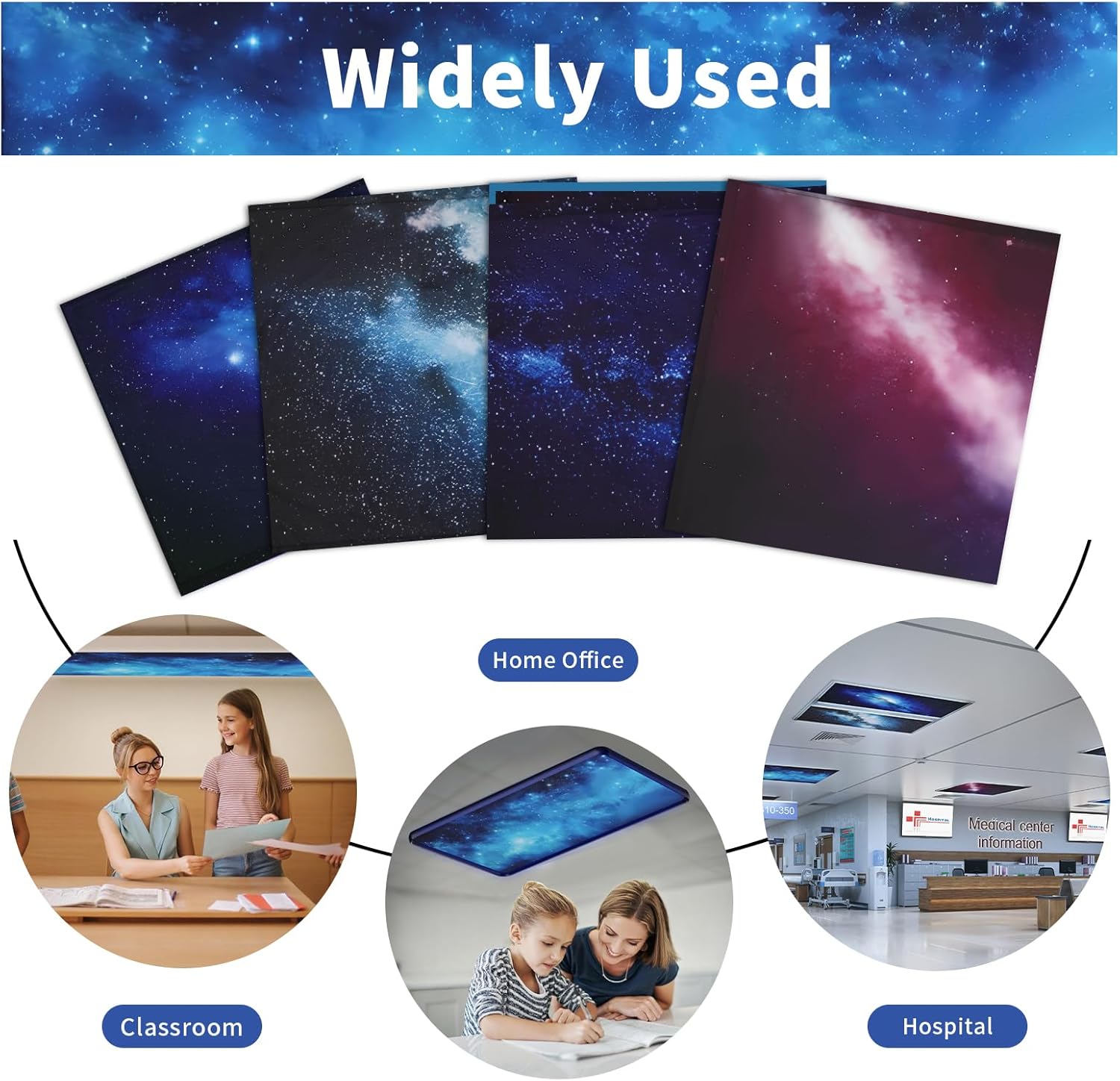 4Pcs Fluorescent Light Covers for Ceiling Lights,4x2 Feet Magnetic Light Covers,Drop Ceiling Lighting Covers Decor for Office,Kitchen,Classroom,Home,Hospitals (Nebula)