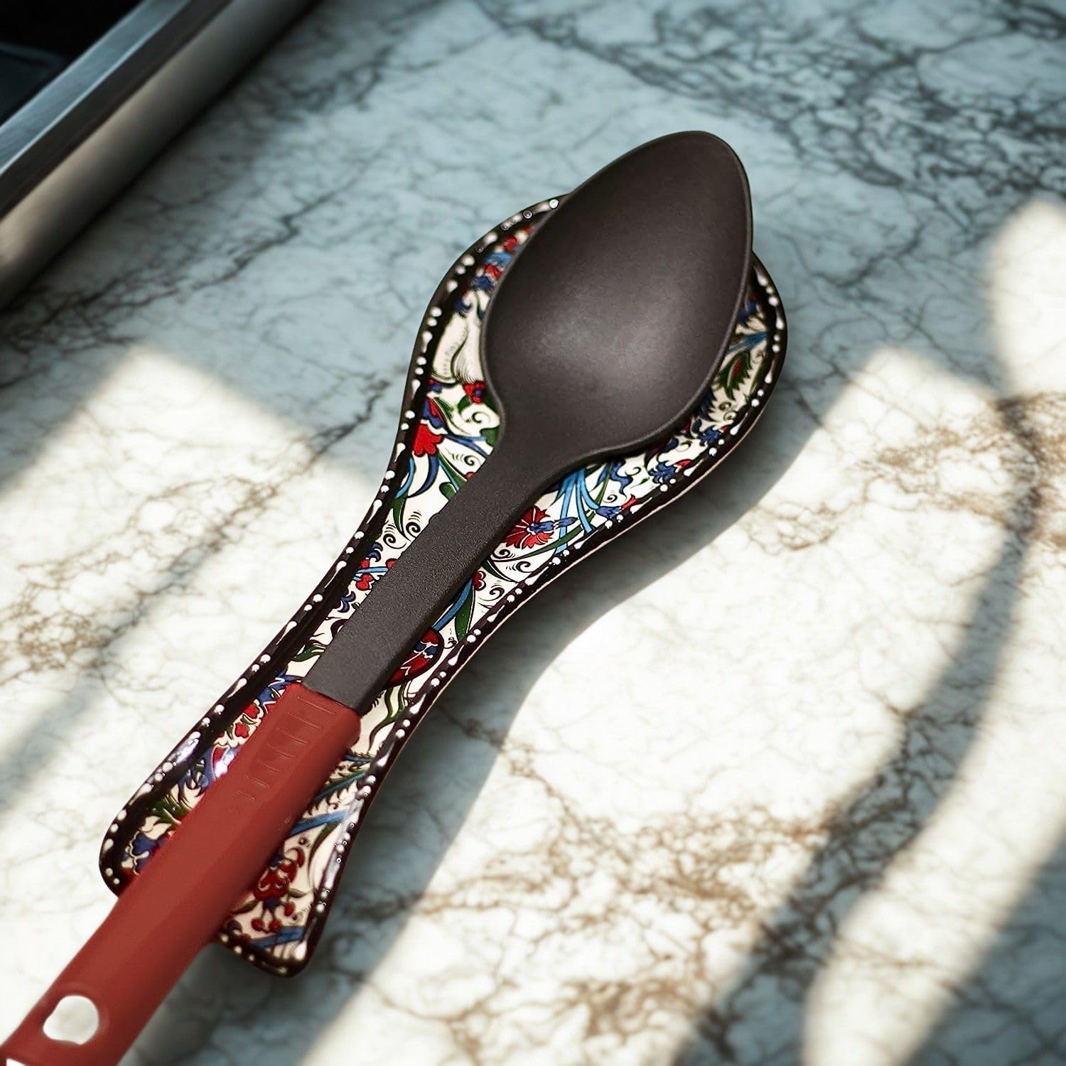Handmade Ceramic Spoon Rest, Tulip Spoon Holder for Kitchen Counter image 2