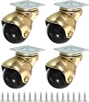 PATIKIL 2 Inch Ball Caster Wheels Set of 4, 360° Rotating Swivel Top Plate Wheels 397 lbs Total Capacity Caster with M4 Screws for Furniture Table Cabinet Bronze