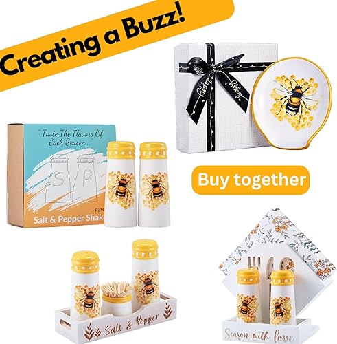 Miniatura 6 de Salero y pimentero de abeja de miel, decoración de cocina de abeja, bonito juego de salero y pimentero para mesa de comedor, decoraciones de