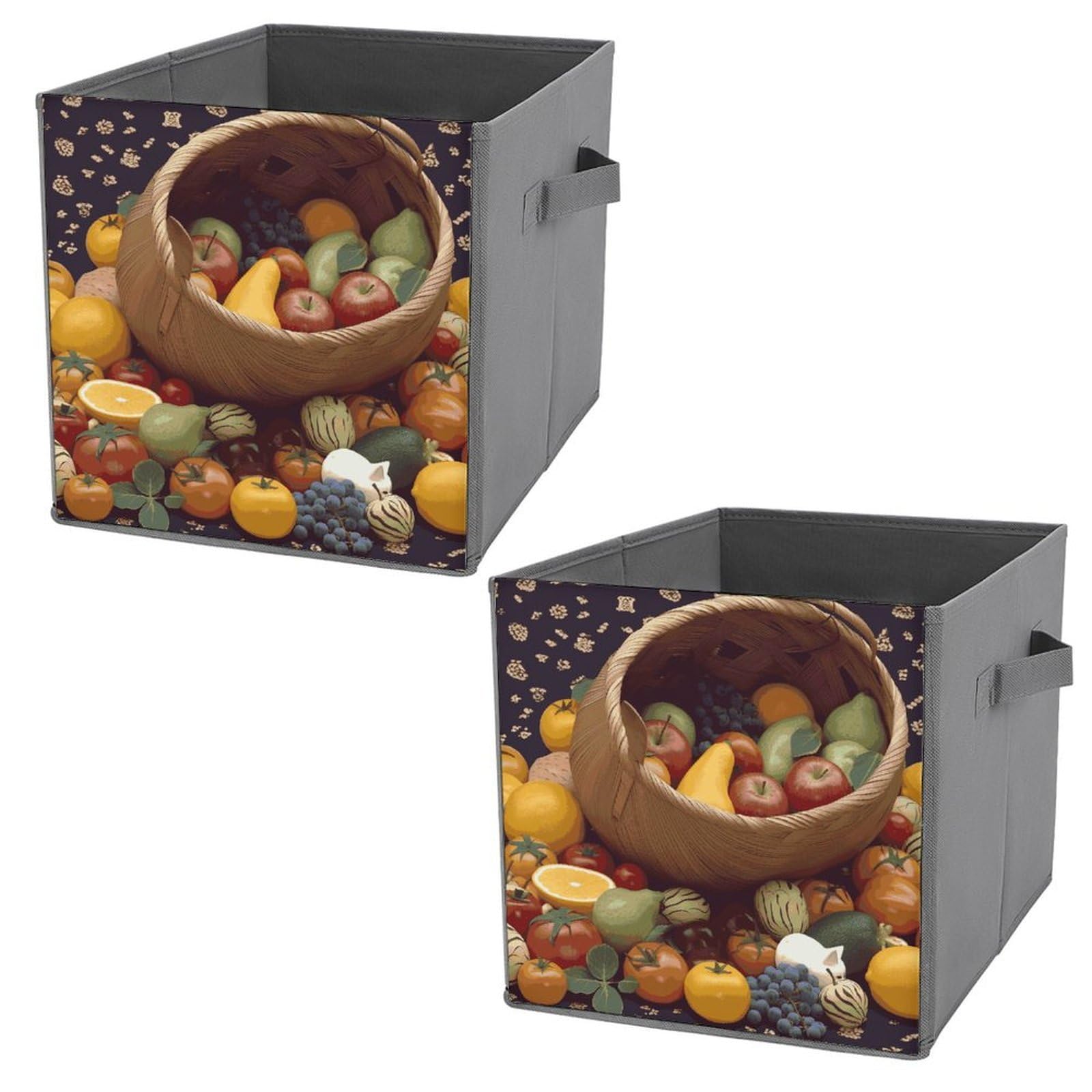 NONHAI Collapsible Storage Bins with Dual Handles Fabric Storage Basket Foldable Cubes Organizer Baskets Fruits Basket Storage Boxes for Organizing Clothing Cube Storage Organizer Bins