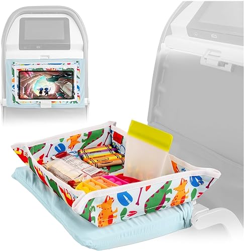 Lusso Gear Funda de mesa con bandeja de avión para niños, bolsillos de almacenamiento para juguetes y aperitivos para niños, artículos esenciales de