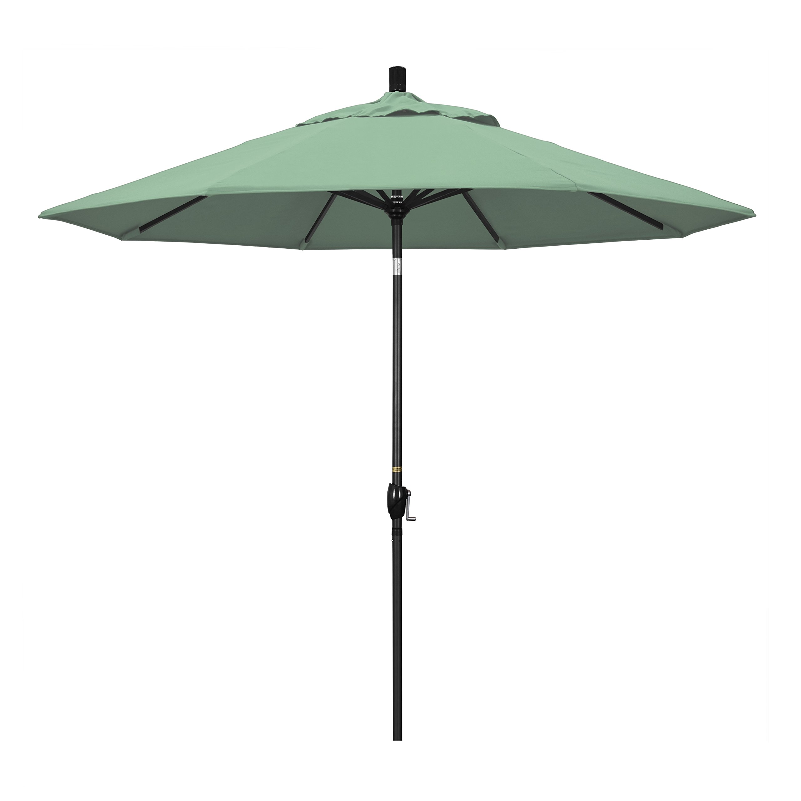 california umbrella 9' round aluminum market umbrella, crank lift, push button tilt, black pole, pacifica