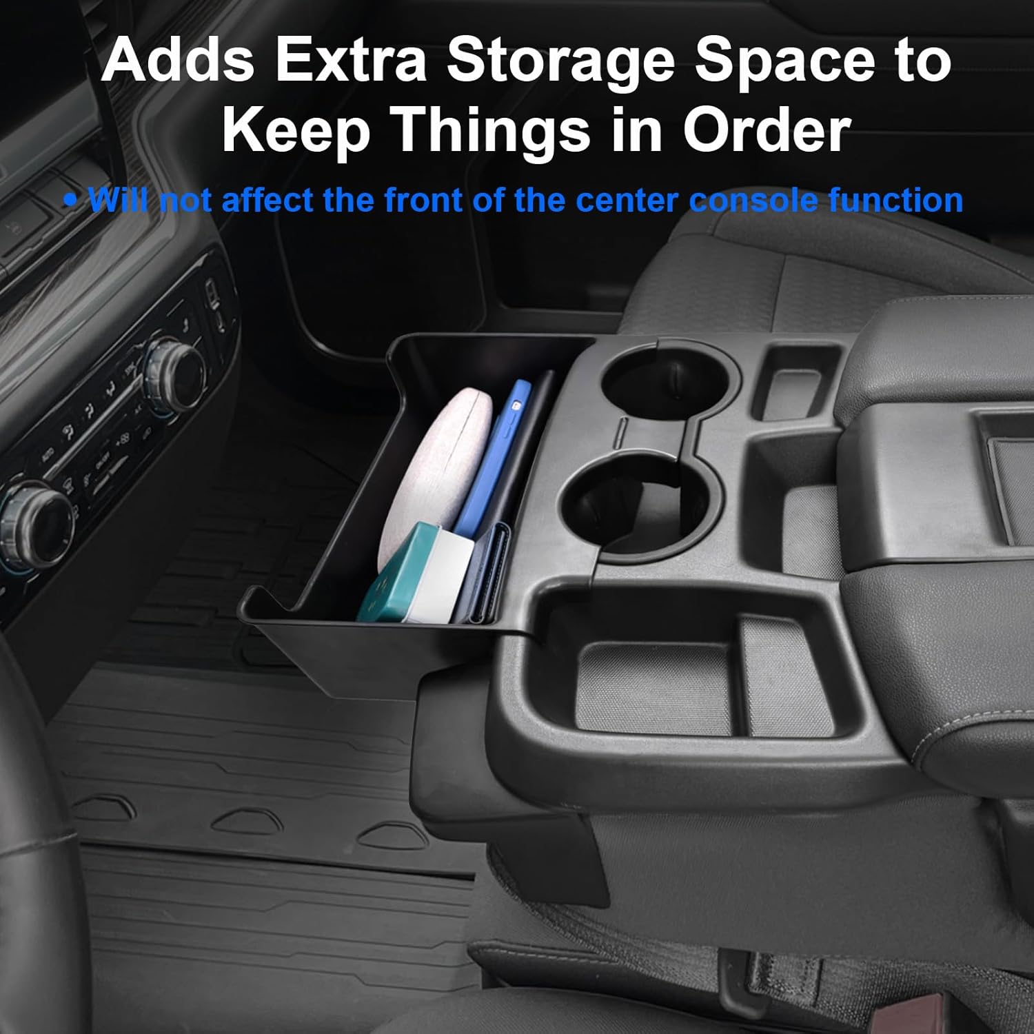 Jump Seat Front Cup Holder Hanging Box Compatible with 2019-2026 Chevy Silverado/GMC Sierra 1500 and 2020-2026 Chevy Silverado/Sierra 2500HD 3500HD Storage Organizer Accessories (Jump Seat Only）