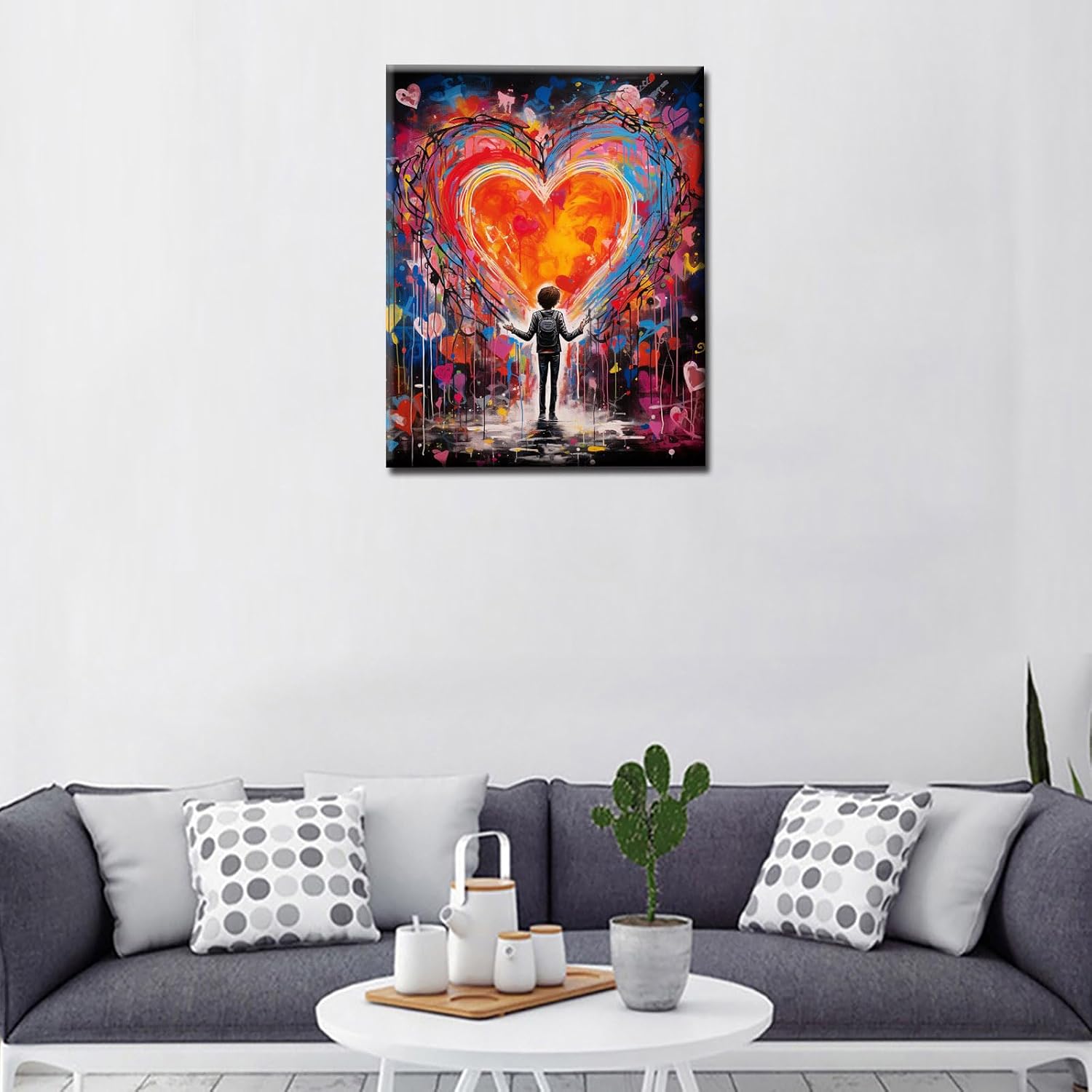 Tucocoo Abstract Paint by Numbers for Adults Students Beginner Colorful Street Art Oil Acrylic Paint by Numbers for Adults Follow Your Hearts Graffiti Home Decor Gifts Arts Crafts 16x20inch Frame