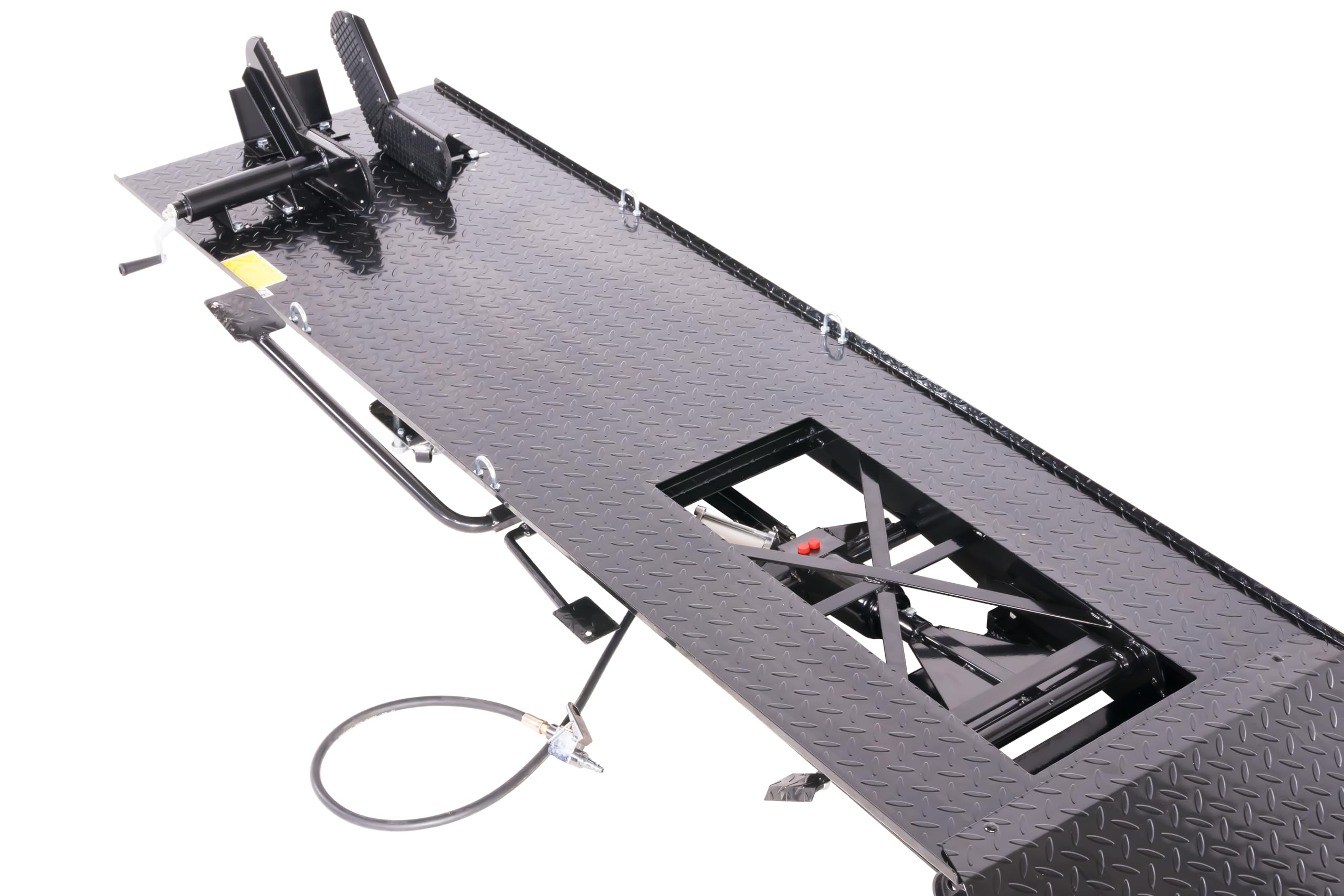Ponte sollevatore per motocicletta, parallelogramma, 450 kg con pneumatico + azionamento a pedale, blu, PLB450-PAJ, 01646