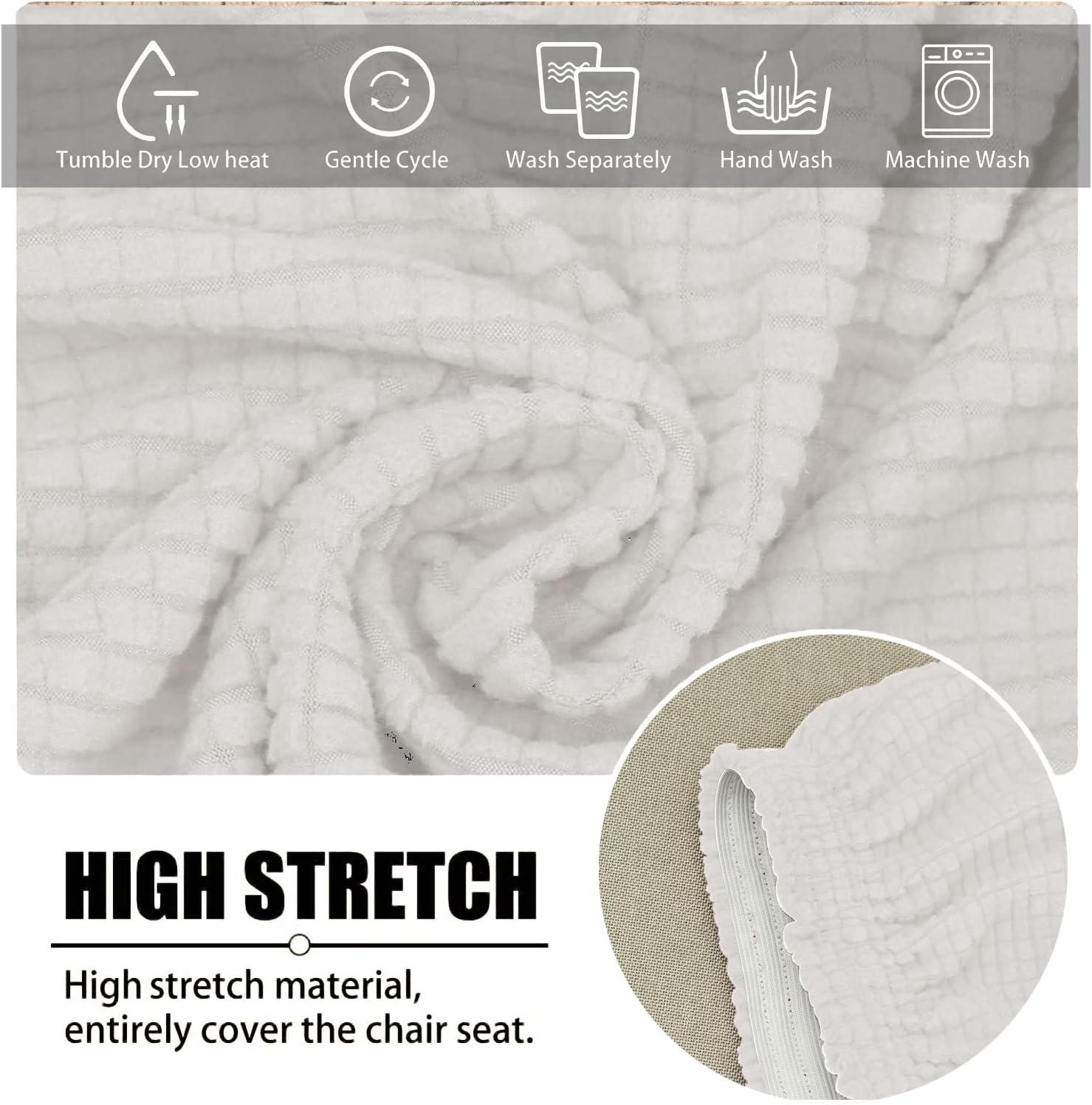 XMNTG Set of 2 Stretch White Dining Chair Cover Curved Back Armless Chair Cover Mid Century Modern Accent Chair Slipcovers Washable Furniture Protector for Living Room Kitchen Office (White, 2PCS)