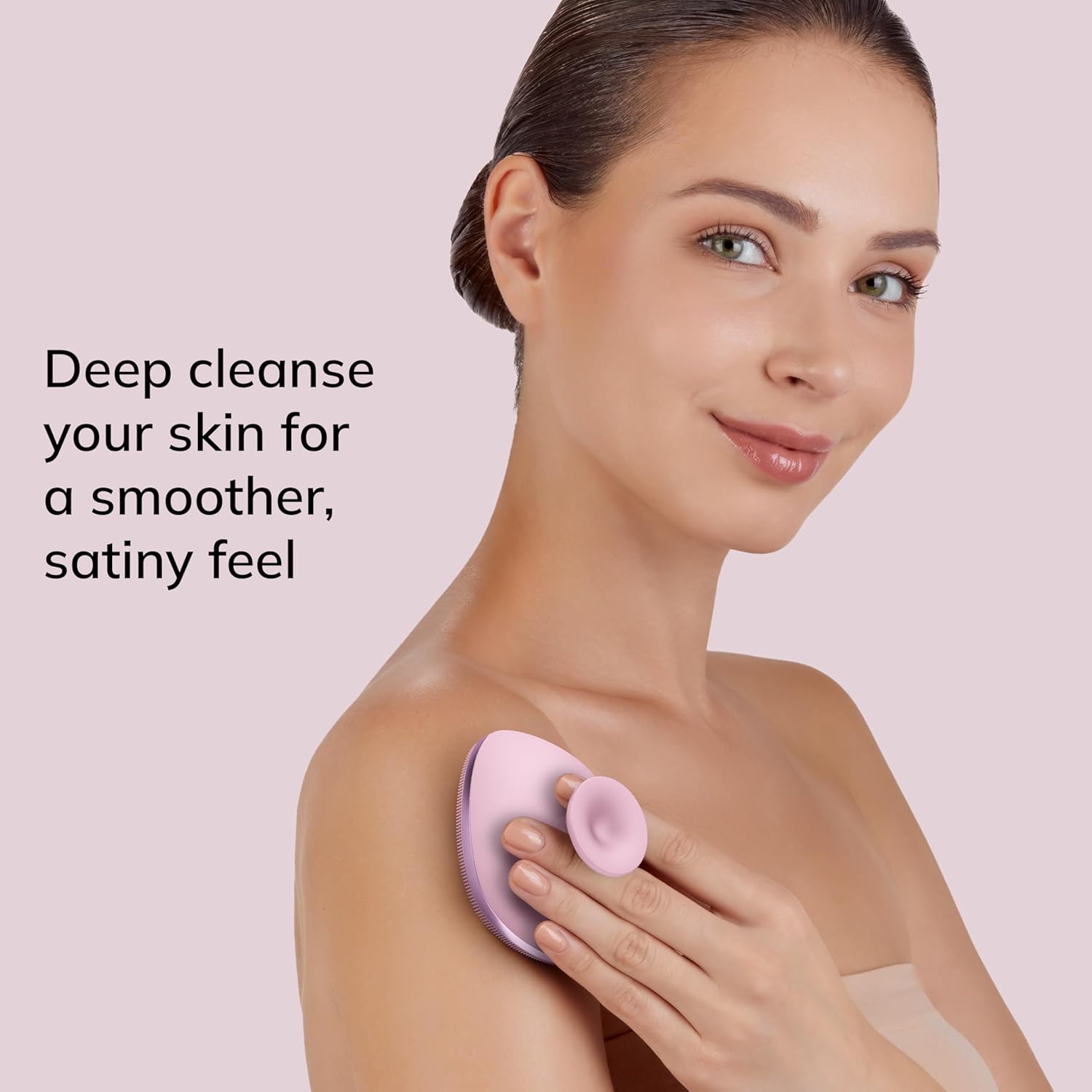 GESKE Body Brush | 4 in 1 | Design with Metal Ring | Cleansing Brush for The Entire Body | Professional Deep Cleaning | Soft Silicone Bristles | Ergonomic Two-Finger Design