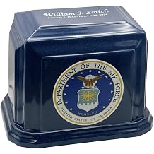 Classic Military Marble Urn for Adult Human Ashes Army Green Genuine Cultured Marble Cremation Urn for Veterans Engravable Made in USA
