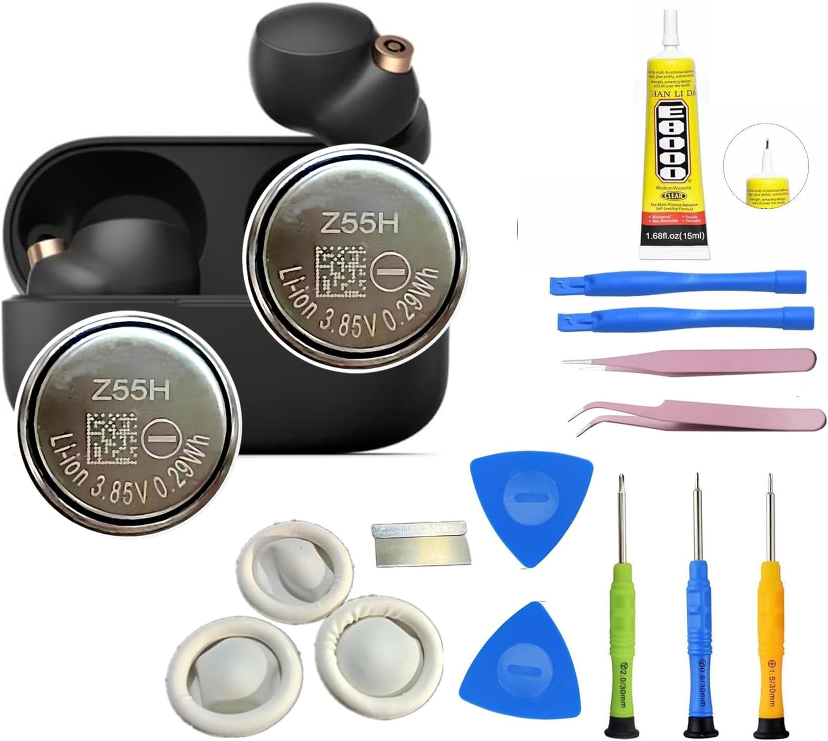 [2PCS 𝟮𝟬𝟮𝟓 𝗡𝗲𝘄 𝗨𝗽𝗴𝗿𝗮𝗱𝗲𝘀 Z55H Battery, Compatible with Sony Headset Battery for WF-1000XM4 WF-1000XM3• Truly Wireless Earbud Headphones + Tools