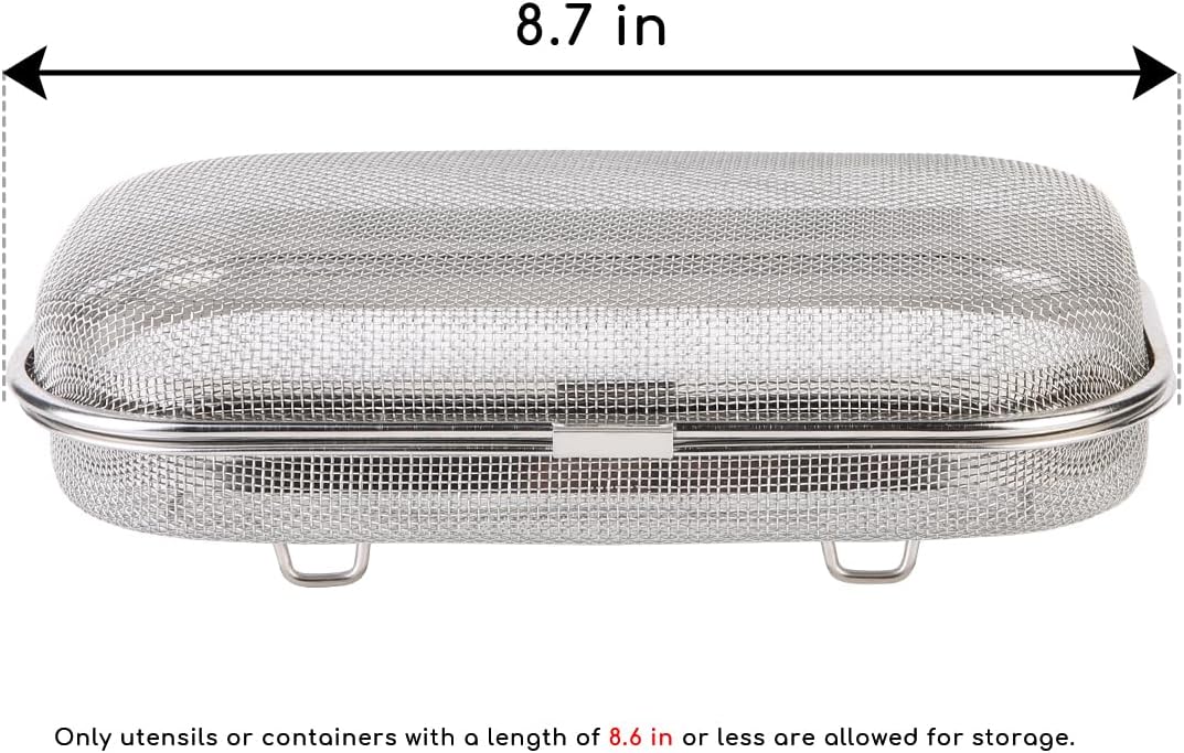 Dishwasher Basket for Small Items, 18/8 Food-Grade Stainless Steel Utensil Organizer with Locking Lid, Dishwasher Safe Holder for Chopsticks, Forks, Spoons, Bottle Parts and Kitchen Tools(Medium)