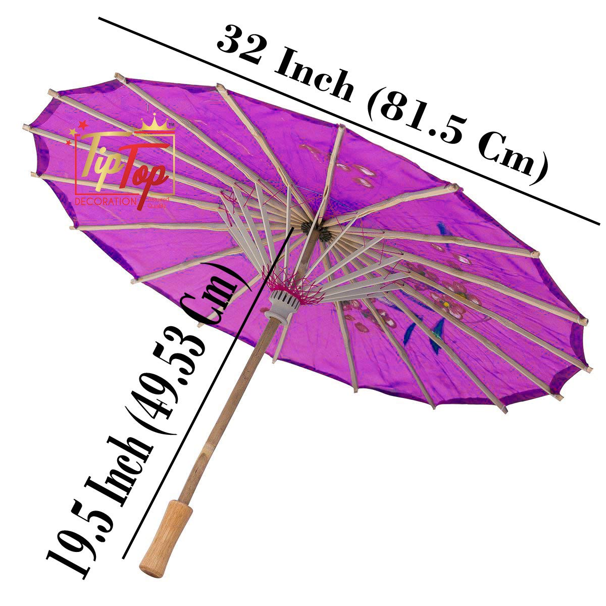 TIPTOP DECORATION Parasol Japanese Traditional Umbrella (33 Inch) (Authentic) (Handmade) (1 Piece) (Purple)