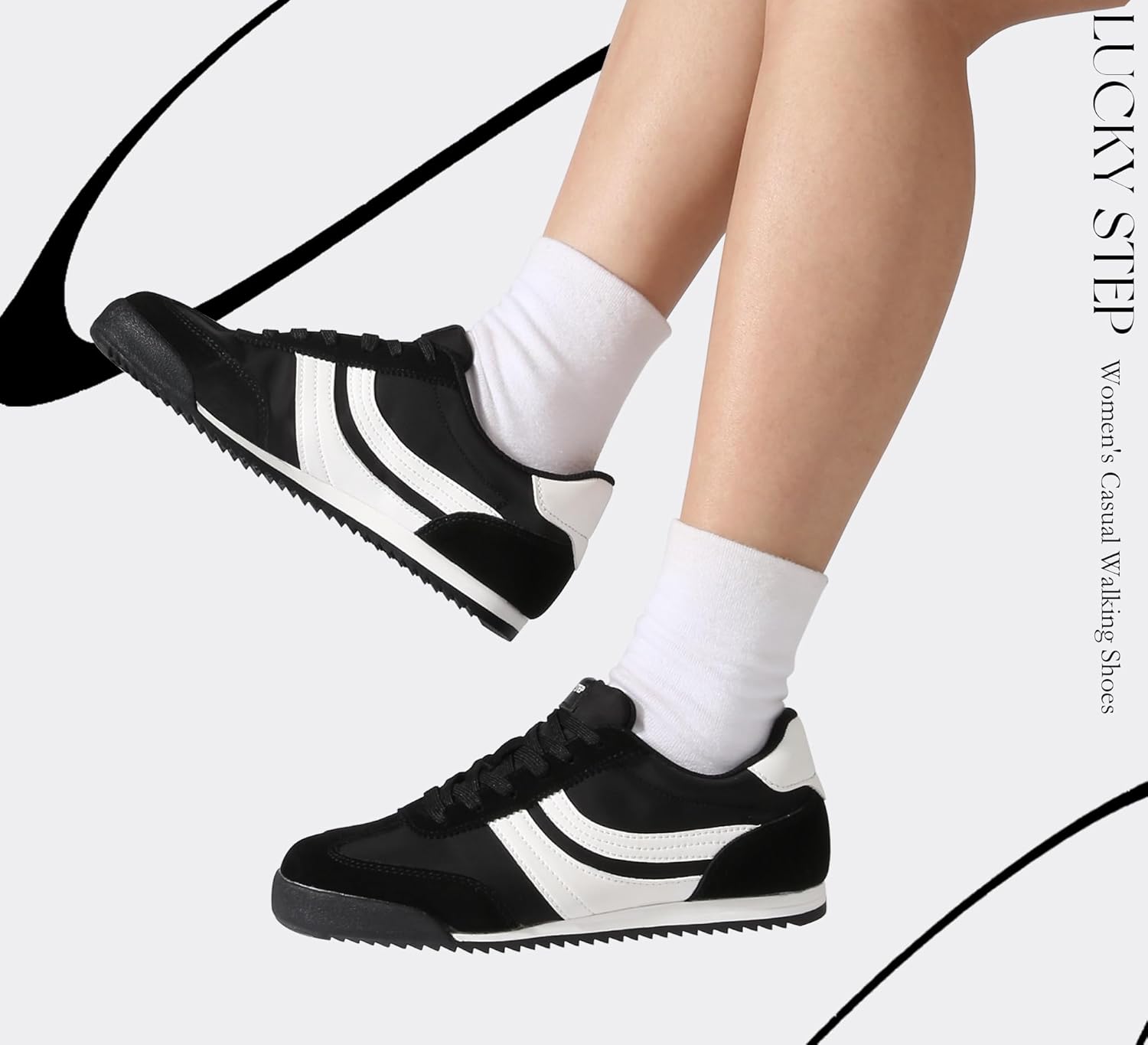 LUCKY STEP Women's Fashion Sneakers Thin Sole Lace up Tennis Shoes Lightweight Walking Running Gym Workout Classic Retro Footwear Anti Slip Trainers - Image 9