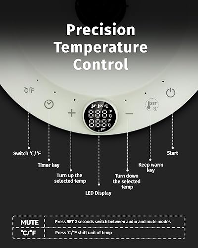 Miniatura 5 de INFOOD Hervidor eléctrico de cuello de cisne de 0.8L, control de temperatura preciso para verter sobre café y té, agua de ebullición rápida de 1200