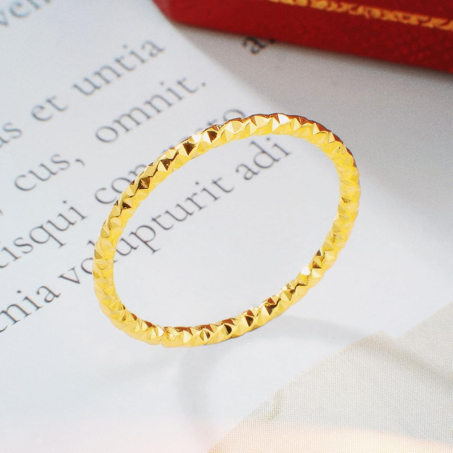 1mm Thin Twist Pinky Ring for Women,14k Gold Plated Titanium and Stainless Steel Simple Dainty Band Ring - Image 7