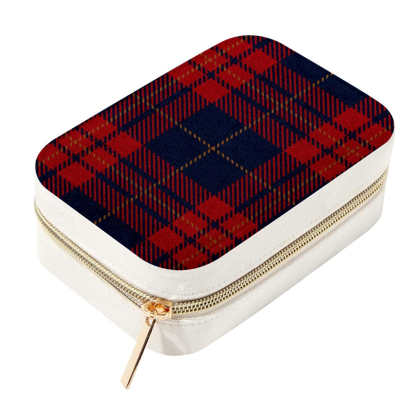 Caja de almacenamiento para aretes compacta y portátil de terciopelo azul marino