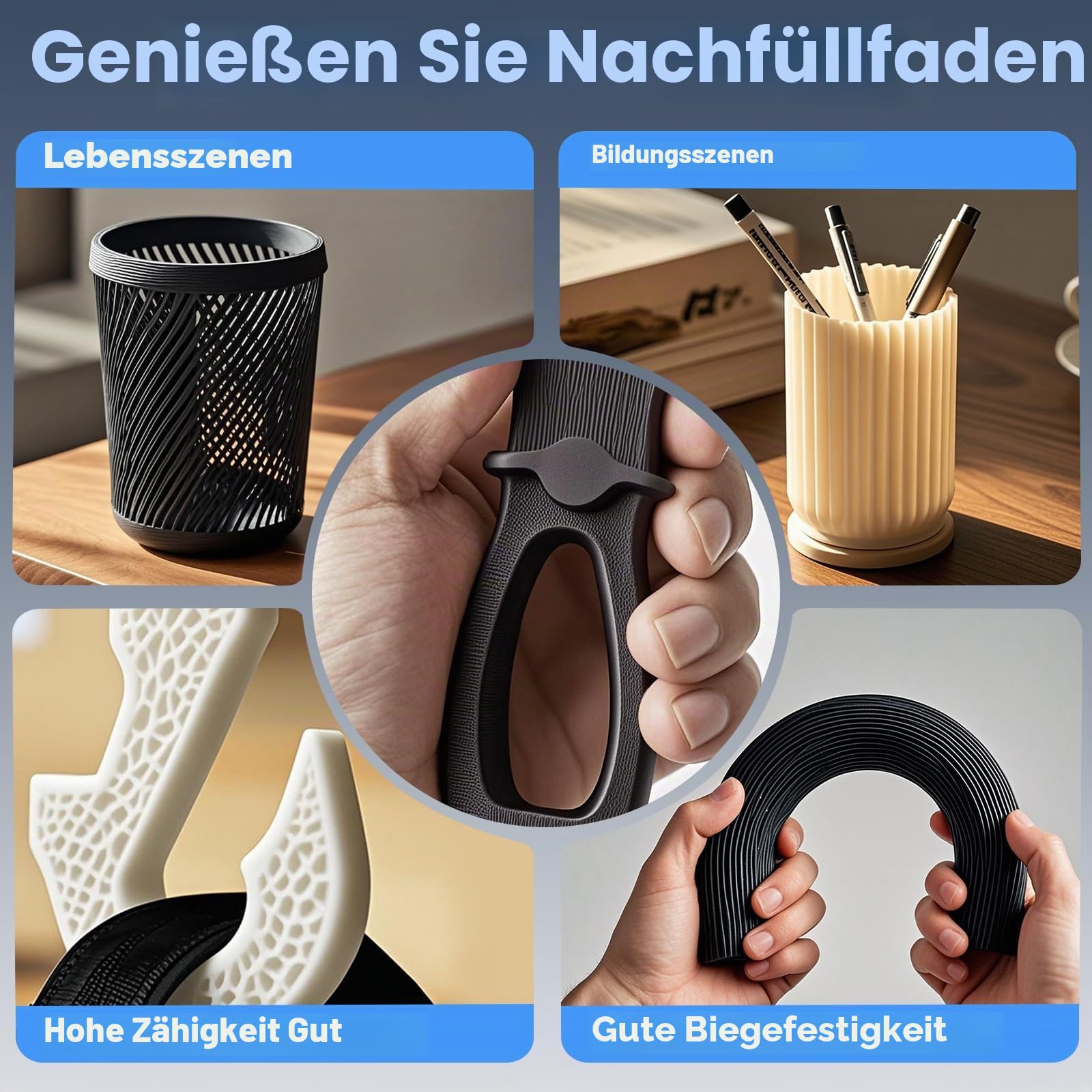 Creality PETG Filament Nachfüllfilament für 3D-Drucker,4kg 1,75 mm(8,8lb) Refilament für wiederverwendbare Spule von Bambu Lab,Maßgenauigkeit ± 0,03 mm, PETG Schwarz, Weiß, Grau, Transparent