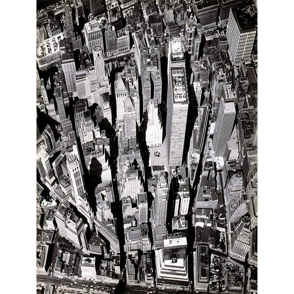 Wee Blue Coo Black White Photography Aerial View Manhattan New York City Art Print Poster Wall Decor 12X16 Inch