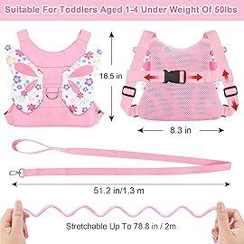 Accmor Toddler Harness Leash, Cute Butterfly Kids Leash + Anti Lost Wrist Link for Outdoor Travel, Adorable Child Walking Harness Wristband Assistant Strap Belt Keep Kids Close for Baby Boys Girls