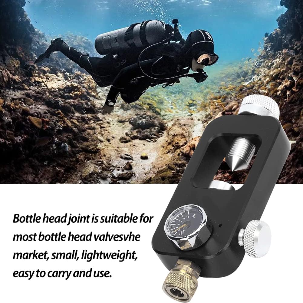 DIDEEP Buceo Buceo Llenar Tanque Adaptador Adaptador de Buceo para Equipo de Buceo, Botella Grande a Pequeña 8MM Manómetro 0.5L 1L