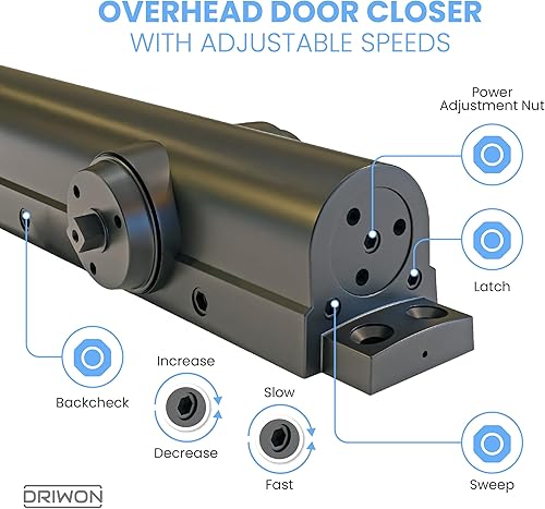 Miniatura 10 de Cierrapuertas comercial resistente DRIWON DN-8220 ajustable 1-6, grado 1, 3 horas para puertas de metal e interiores de madera, estilo automático de