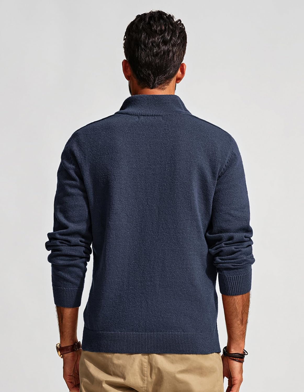 PJ PAUL JONES Mens Quarter Zip Pullover Sweaters Casual Slim Fit Knit Texture Sweater - Image 6