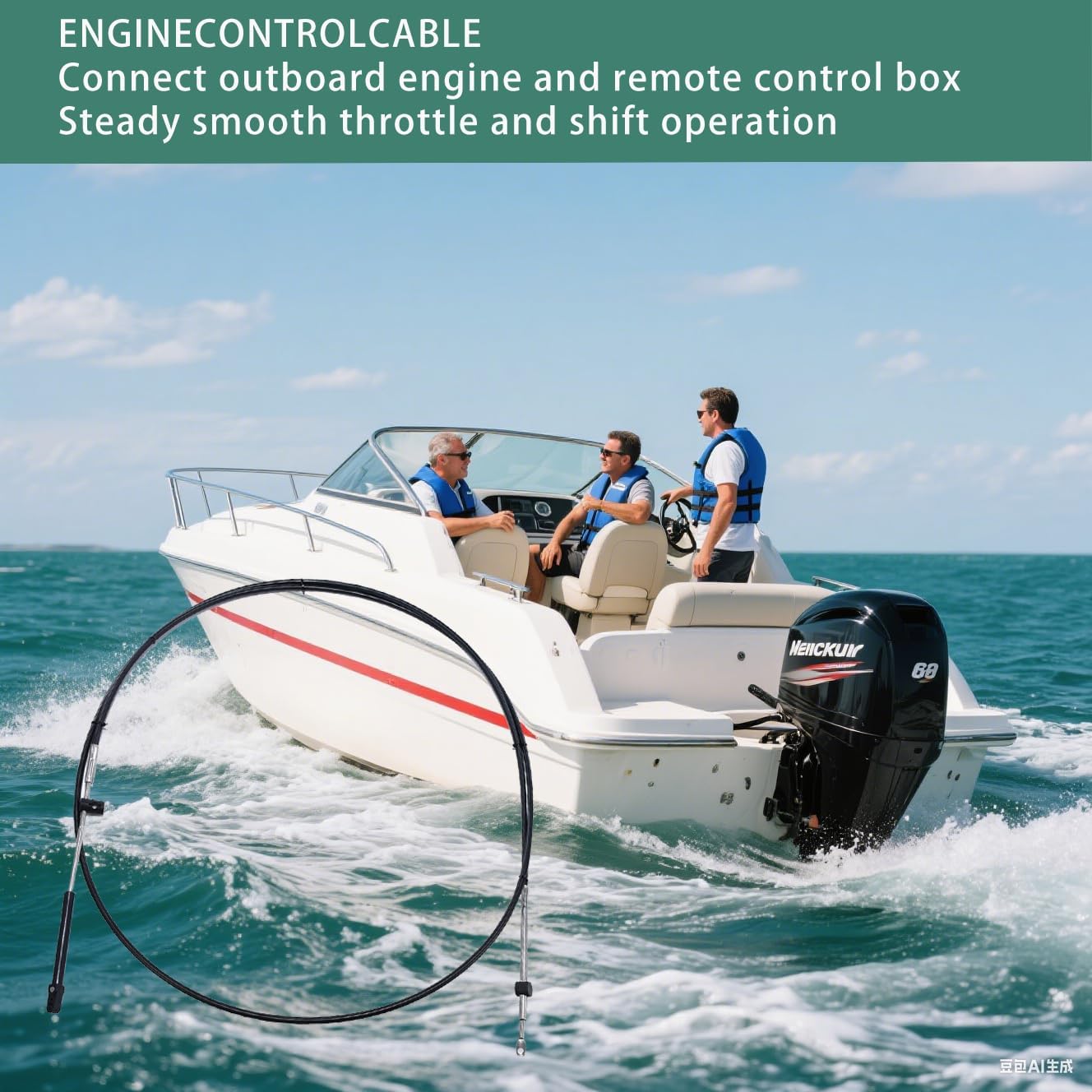 2pcs Boat Throttle & Shifter Cables – 600A Gen I Remote Control Set for Outboard Engines | Throttle & Shift Cable Replacements Compatible with Boat Outboard Motors