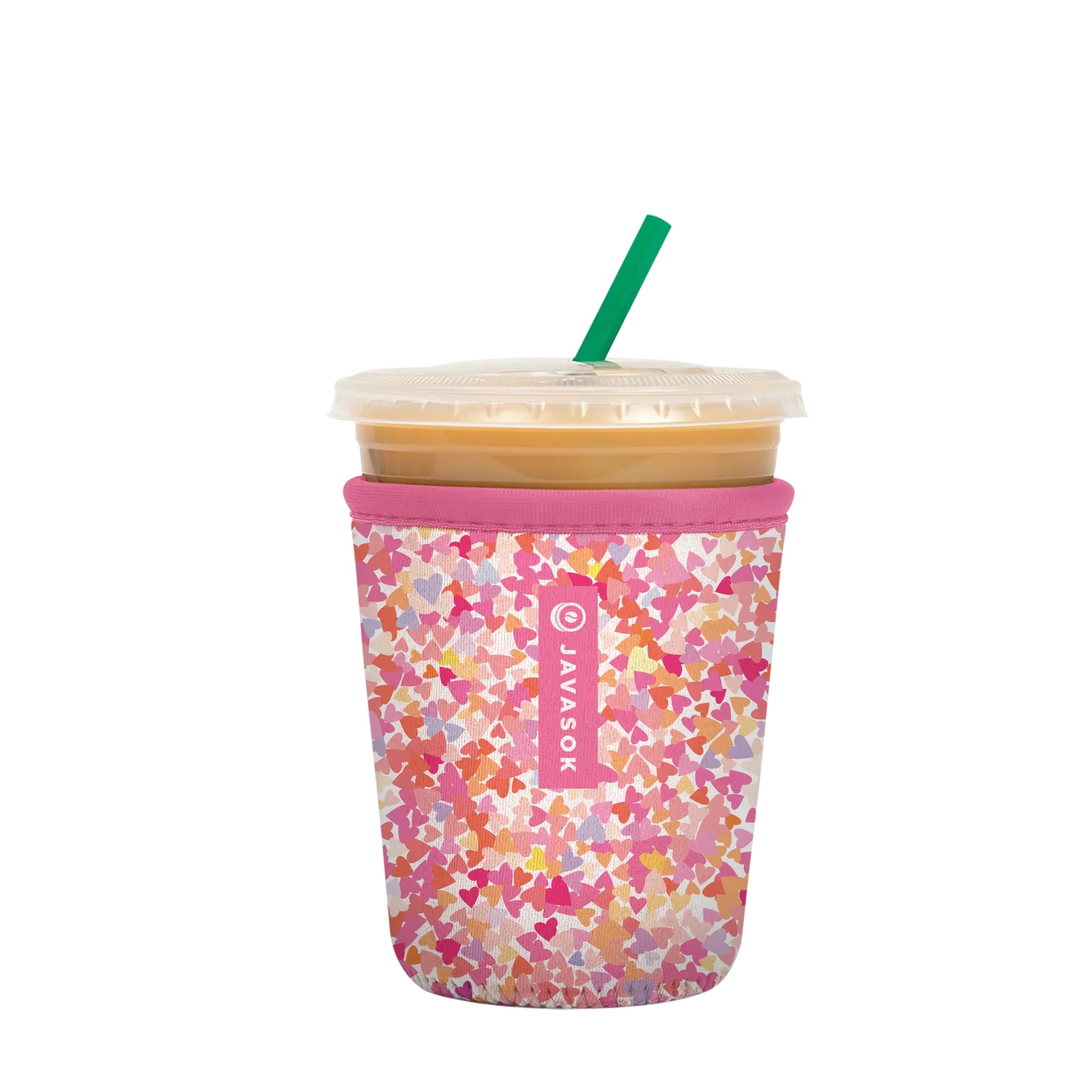 Sok It JavaSok Iced Coffee &amp; Cold Soda Insulated Neoprene Cup Sleeve (Floral Hearts, Small: 16-20oz)