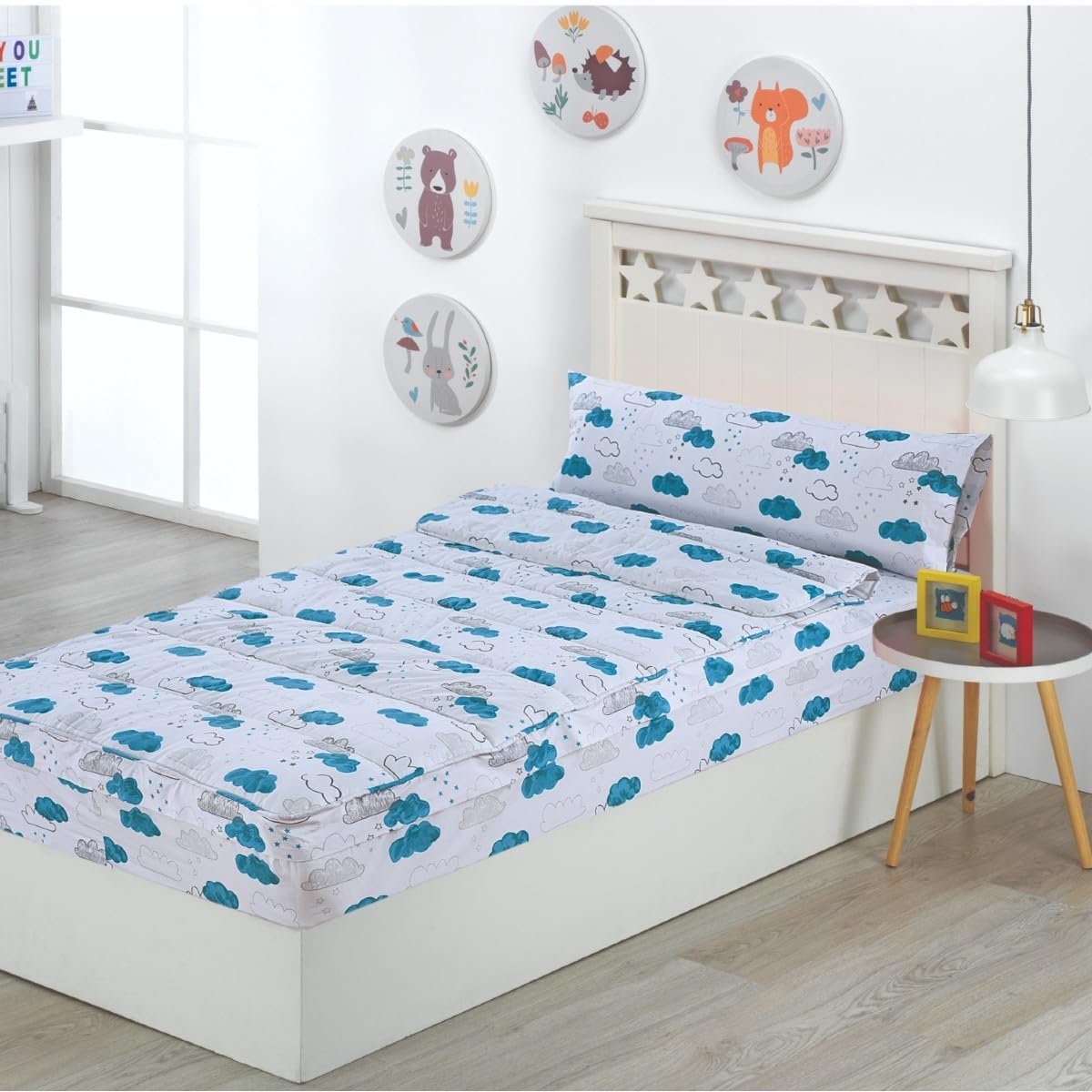 DHESTIA HOME Saco Nórdico con Cremallera para Cama 90 Infantil y Cama 105 Nubes Agua Color Único Talla Cama 90
