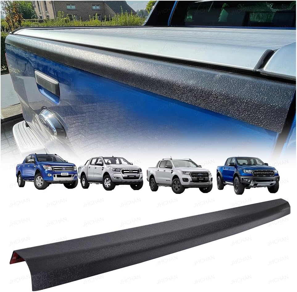 Tailgate Protector Bed Rail Cap for Ford Ranger 2012-2022 T6 T7 T8 Wildtrak Limited Raptor XL XLT XLS Stormtrak Wolftrak Textured Black Trim