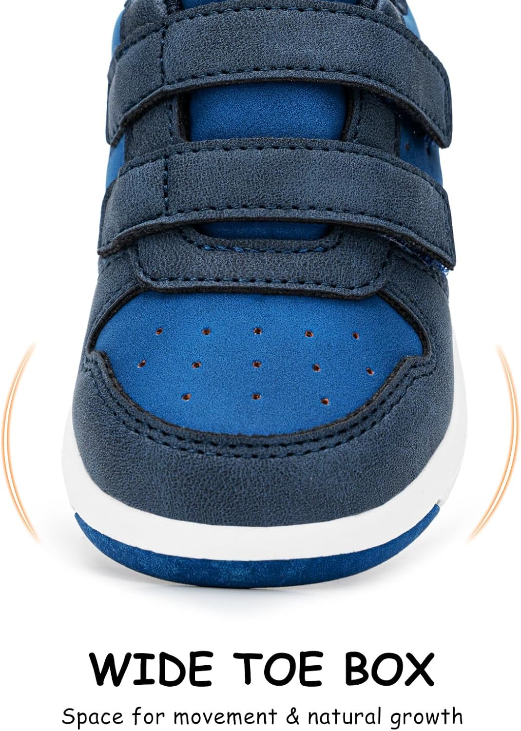 SKYWHEEL Toddler Boy Shoes Casual Sneakers with 2 Hook and Loop Wide Opening Easy On and Off Lightweight Soft Non-Slip Outsole Zero Drop Barefoot Shoes for Toddlers Running Walking School All Season