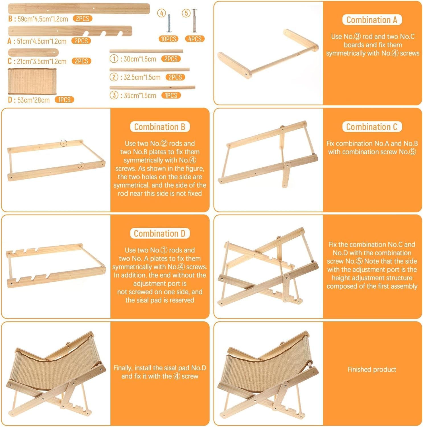 Tiragraffi, Tiragraffi for conigli, Letto amaca for gatti Poltrona for gatti portatile con tappetino in sisal Riposo Tiragraffi for gatti Letto rialzato for conigli Piccoli animali coniglietti Cani Cu