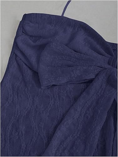 Vista 3 de SHENHE Top halter de encaje para mujer, nudo frontal, espalda descubierta, asimétrica, Y2k, coqueta, sin espalda, para salir