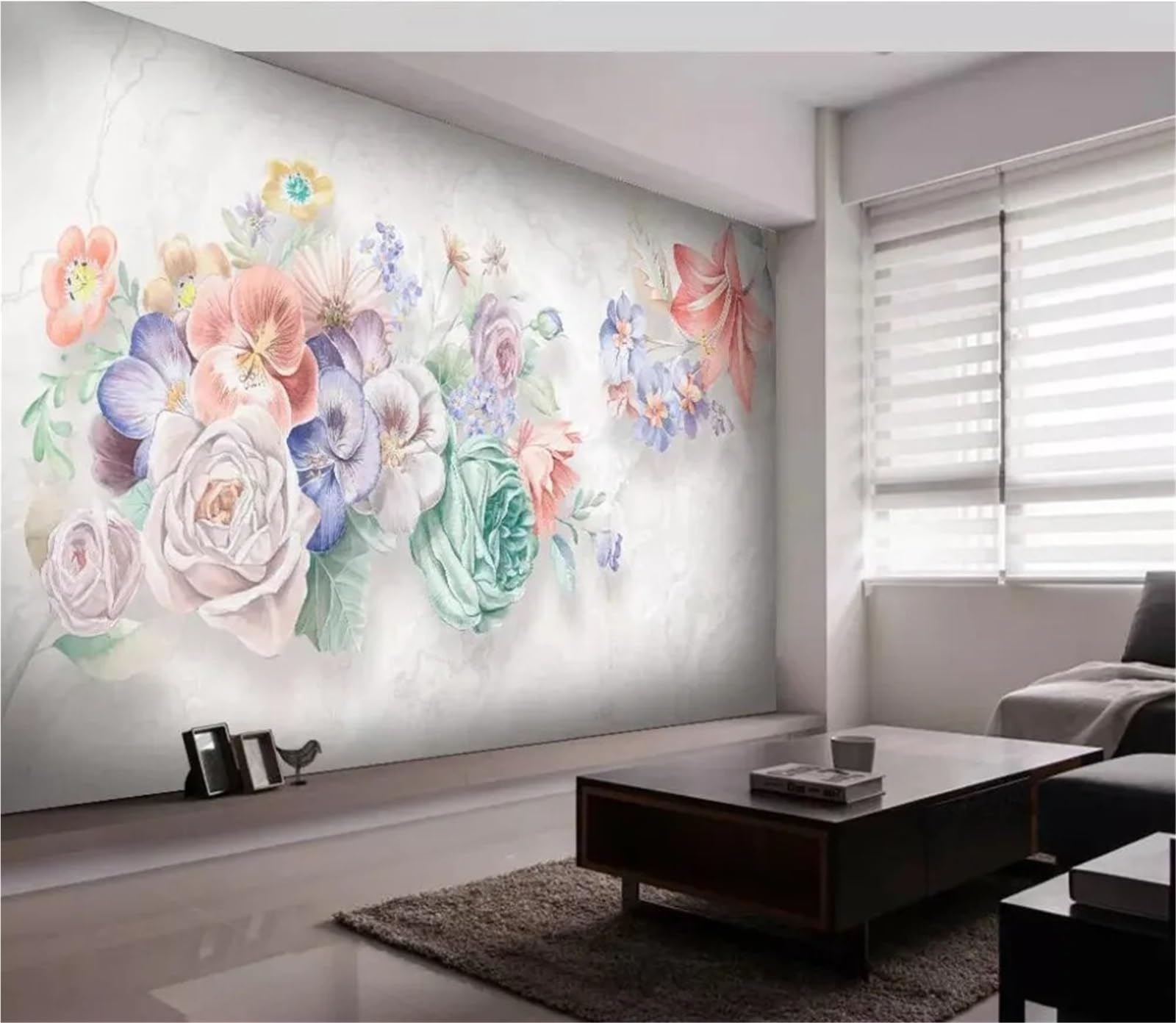 RYQZHHY Floral Peel Stick Wallpaper Marbled Bloom Photo Mural Lounge Television Background Surface Liner(19165263)