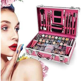 MISS YOUNG Beauty Makeup Cosmetic Set with Mirror, Upgrade Cosmetics Set, High Color, Waterproof, Sweatproof, Eye Shadow, Lipstick, Pencil, Presto Powder, Makeup Brush, Makeup Palette, Long Lasting