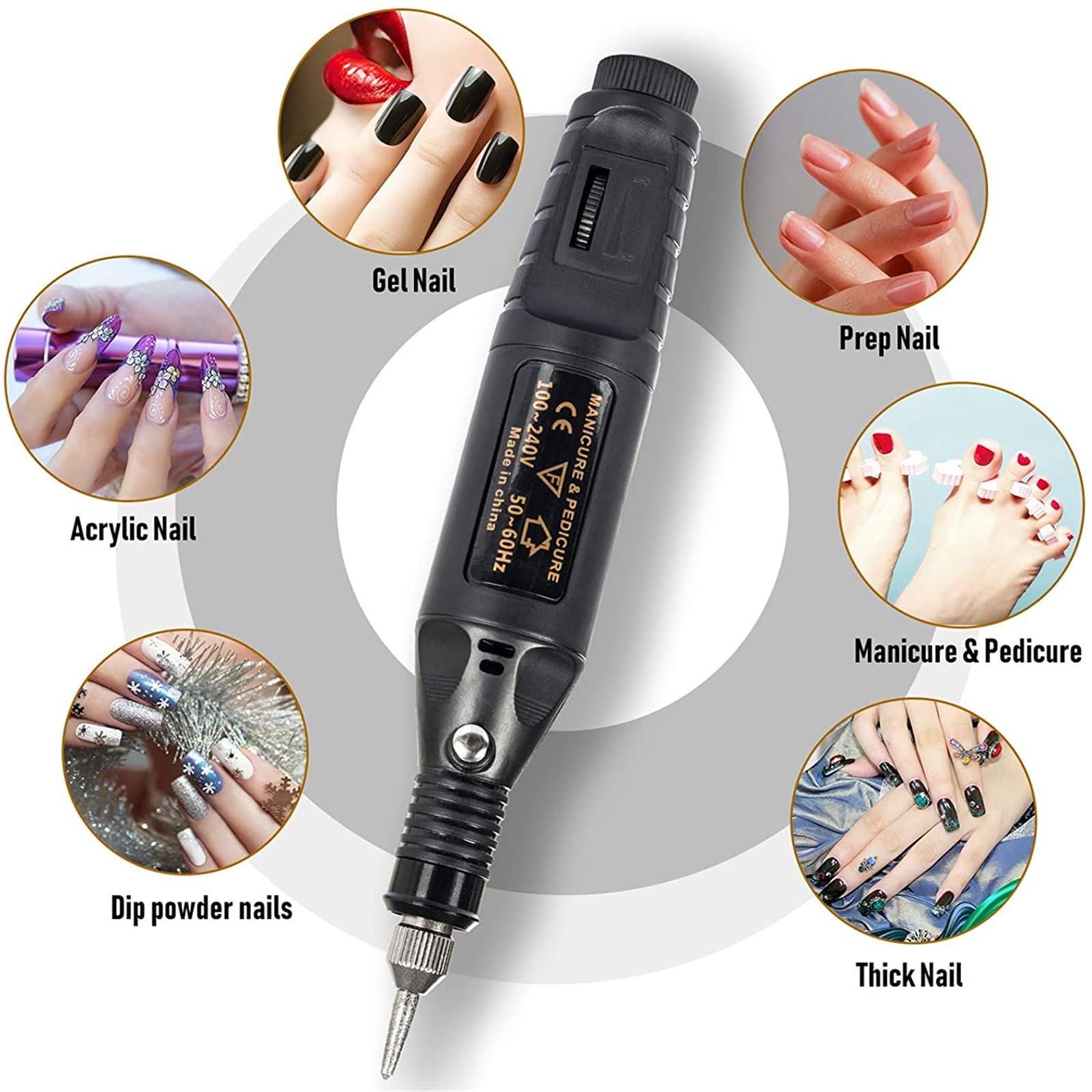 ZZOSRDR Electric Nail Files, Professional Nails Dril for Acrylic Nail Gel, Portable Adjustable Speed Electric Manicure Pedicure Kit Nail Drill Polishing Shape Machine for Women Girls - Image 4