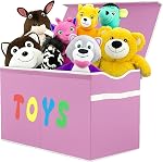 YOLOXO Boîte à jouets coffre, corbeilles de rangement robustes collapsibles avec des lids, super grands enfants Rangement de jouets Organisateur Boîtes Paniers à jouets pour enfants, garçons, filles, salle de bain, salle à jouer, placard (Linen Gray)