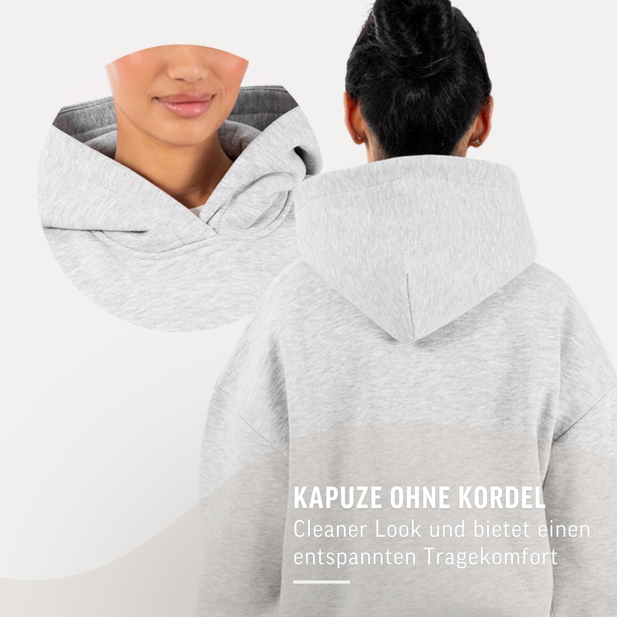 SMILODOX Hoodie Damen Thalea, Oversize Pullover, Kapuzenpullover, Sweatshirt Relaxed Fit mit Kängurutasche und Kapuze ohne Kordel, Modernes Design und Logo-Stitching, Casual Fit, Gym & Freizeit