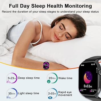 AOC Smartwatch E07 Fitness Sports Watch, 1.96 Amoled HD Touchscreen, Bluetooth Call, GPT AI, Voice Assistant, Heart Rate & Sleep Tracking, IP67 Waterproof Sports Modes for Men & Women Black