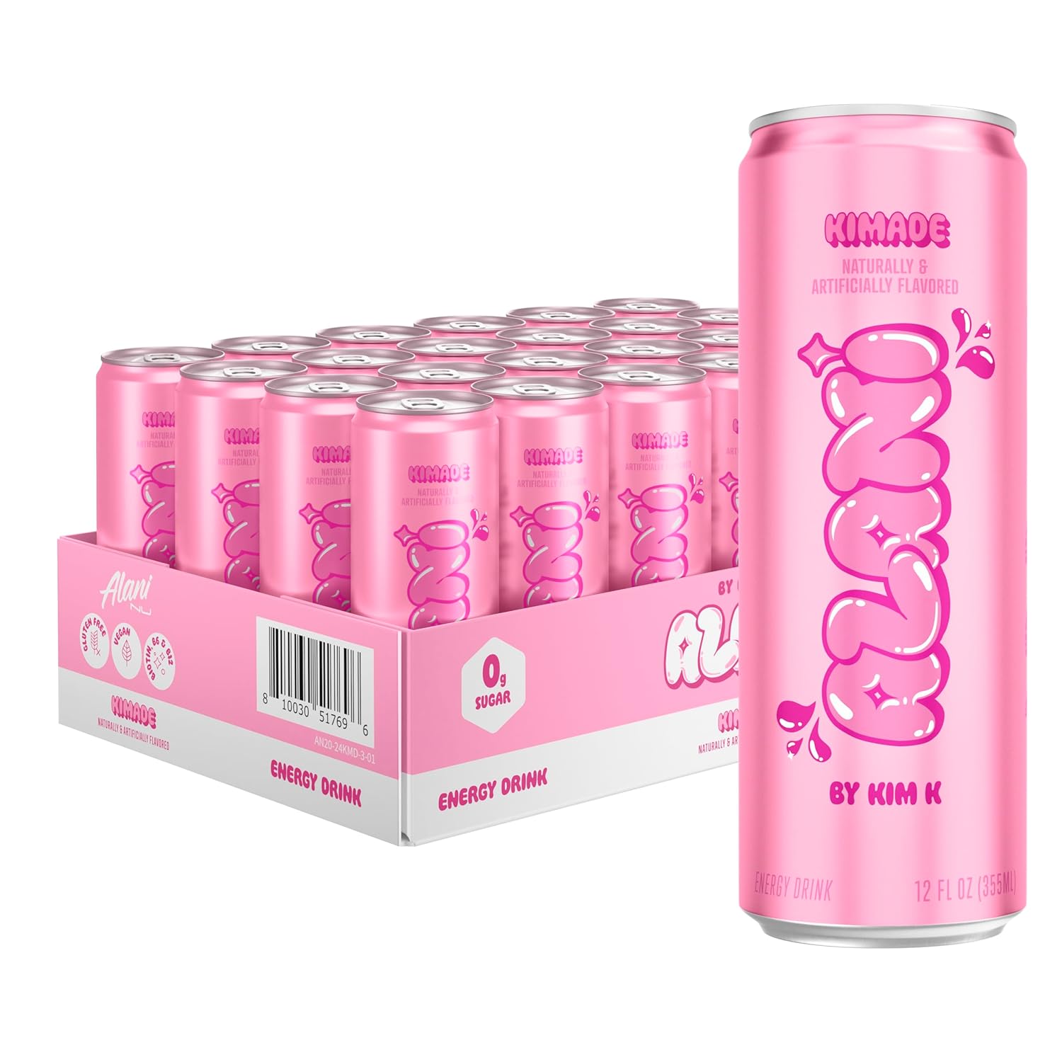 Alani Nu KIMADE Sugar Free, Low Calorie Energy Drinks 200mg Caffeine Pre