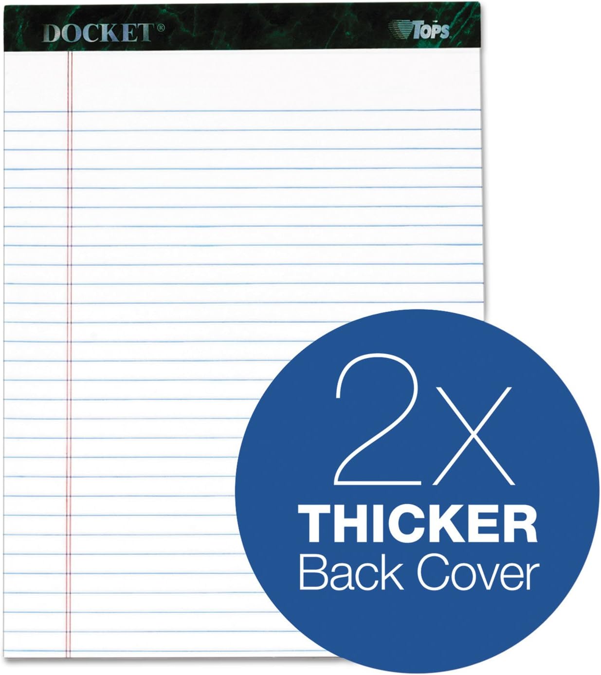 TOPS Docket Writing Tablet, 8-1/2 x 11-3/4 Inches, Perforated, White, Legal/Wide Rule, 50 Sheets per Pad, 6 Pads per Pack (63416)