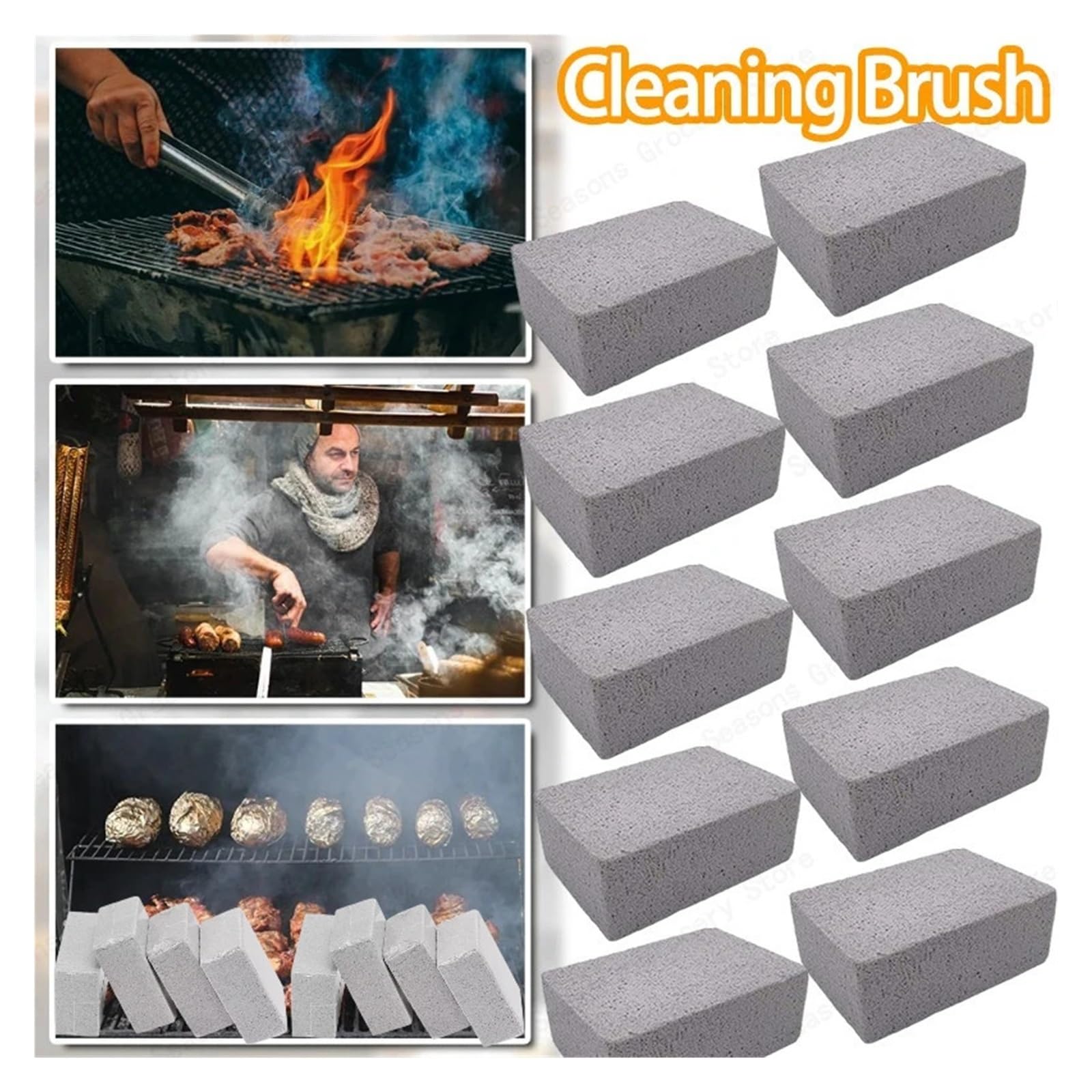 Ladrillo Limpiador De Parrillas 1-10 piezas de ladrillos de limpieza for parrilla de barbacoa, piedra de espuma for limpiar vidrios, piedra pómez, herramientas de cocina for exteriores for el mantenim