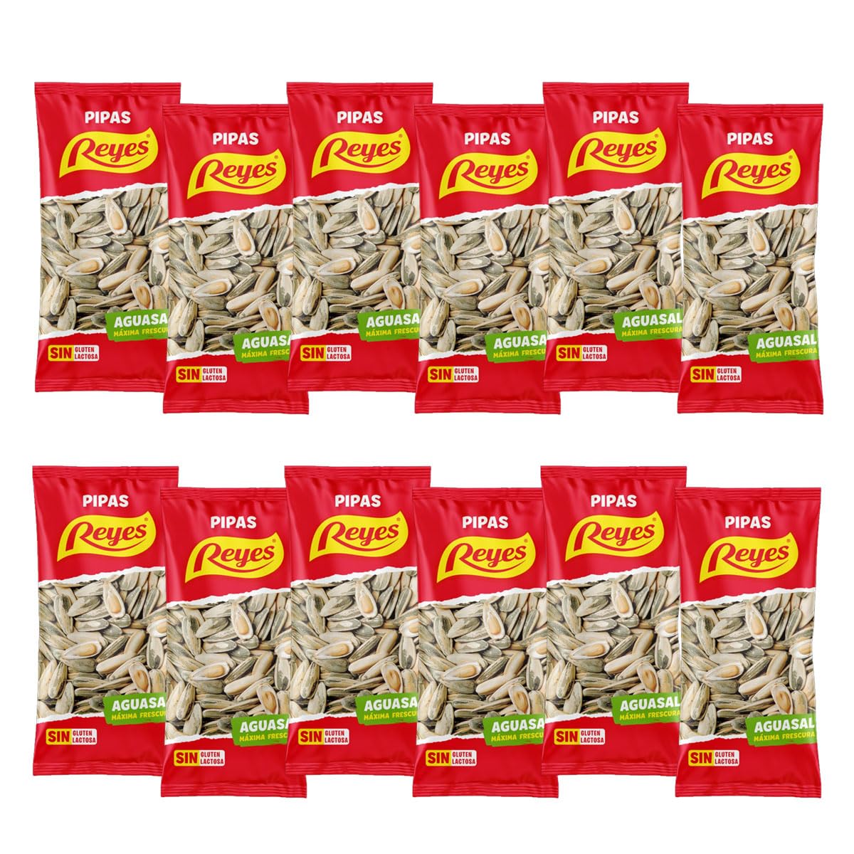 Pipas Reyes Caja 15 Bolsas x 80g Pipas Girasol Tostadas con Sal Frutos Secos Naturales Snack Saludable Aperitivo Clásico Español